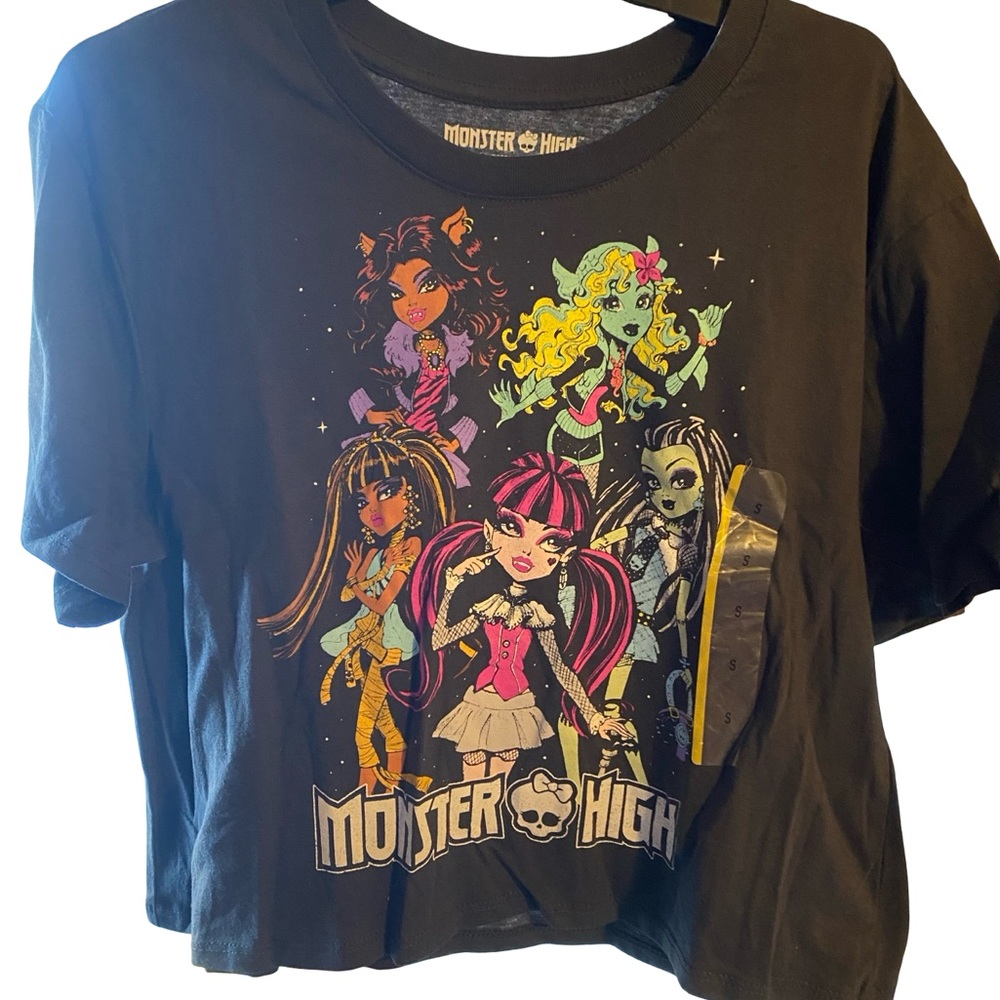 Monster High Black Tee with Colorful Characters